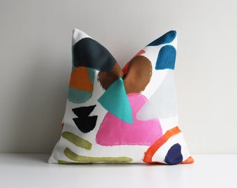 Maximalist Scandinavian Modern Art Throw Pillow Cover - Colorful Blocks Geometric Cushion Cover, Mid Century Pillow Case 18x18 20x20 24x24