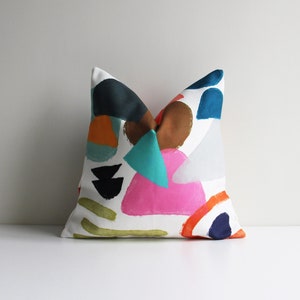 Maximalist Scandinavian Modern Art Throw Pillow Cover - Colorful Blocks Geometric Cushion Cover, Mid Century Pillow Case 18x18 20x20 24x24