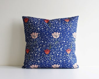 William Morris Blue Floral Pillow Cover - Art Nouveau Cushion Cover