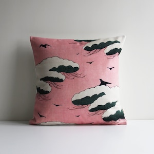 Funda de cojín decorativa con diseño de cielo rosa antiguo japonés. Estilo asiático. Ver funda de almohada decorativa. 45,7 x 45,7 cm, 50,8 x 50,8 cm, 40,6 x 40,6 cm. Regalo.