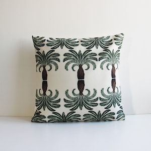Green Palm Trees Beige Background Decorative pillow cover - Tropical decor pillow cover, 18x18 20x20 16x16 45x45cm Decor cushion cover