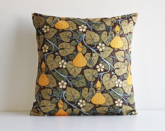 Botanical Art Nouveau Yellow Calabash Throw Pillow Cover, Decor