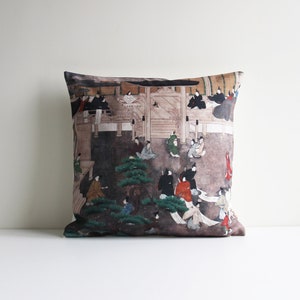 Japanese Ancient Palace Chinoiserie Throw Pillow Cover - Chinoise Exotique Scenic Cushion Cover, Old Fashion 18x18 20x20 Pillow Case