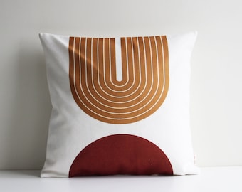 Middle Century Geometric Decorative pillow cover, Geo Decor pillow case Linen with Cotton, 18x18 / 45x45cm Decor cushion cover 20x20 16x16