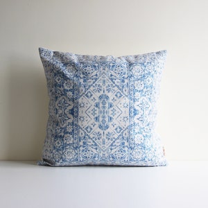 Blue Boho Pillow Cover Blue Geometric Decorative Throw - Abstract Pillow Cover 18x18 Exotic Pillow Case 18x18 20x20 Retro Cushion Cover Gift