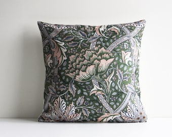 William Morris Green Floral Decorative Throw Pillow cover, Decor Pillow case 18x18 20x20, Art Nouveau Classic cushion cover