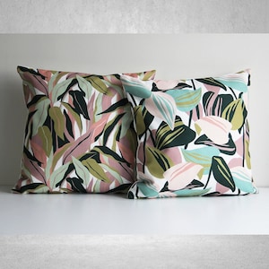 Pink Green Tropical Decorative pillow cover - Tropical decor pillow cover, 18x18 20x20 16x16 45x45cm Decor cushion cover, custom