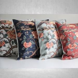 Peony and Birds Old Fashion Throw Pillow Cover - Chinoise