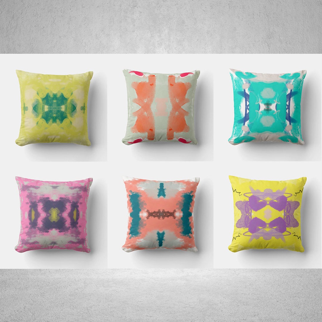Maximalist Abstract Modern Art Pillow Cover, Colorful Pillow Cover 18x18 20 24 Square Pillow