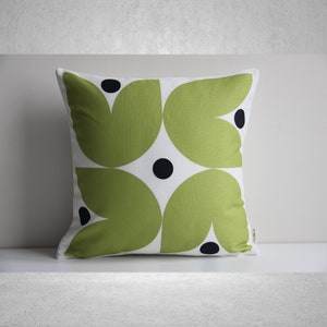 Chartreuse Black Tulip Throw Pillow Cover - Cotton Linen Geometric Square Cushion Cover, 18x18 45x45cm 20x20 Floral Decorative Pillow Case