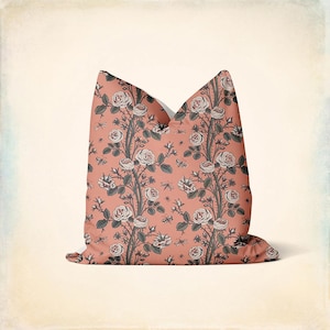 Climbing Roses Ancient Art Nouveau Pattern Pillow Cover, Botanical Pillow case 18x18 20x20 Cushion Cover Flower Pillow Case Home Decor