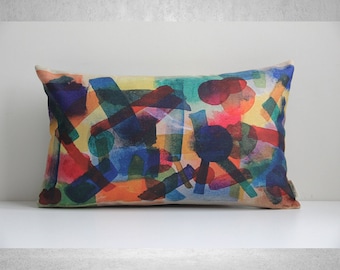 Art abstrait Wassily Kandinsky 1961 - Housse de coussin 20 x 30 cm - Housse de coussin décorative avec blocs de couleur géométriques pour décoration d'intérieur 60 x 30 cm