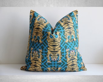 Chinoiserie Tigers Throw Pillow Cover – Asian Animal Decor