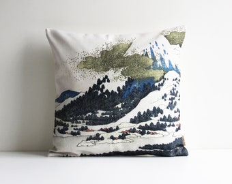 Japanese Ancient Mountains Throw Pillow Cover - Asian Style Decorative Cushion Cover, View Decor Pillow Case 18x18 20x20 16x16  Gift