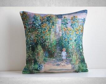 モネの絵画 クッションカバー：印象派アート、風景画のホーム