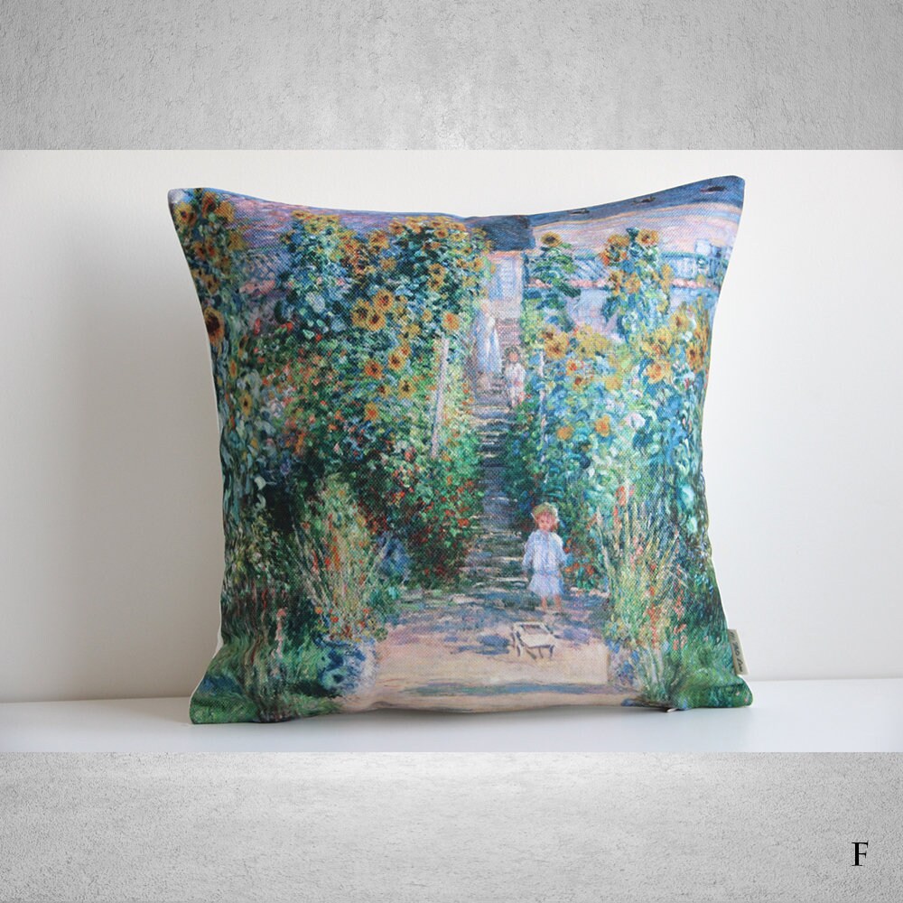 モネの絵画 クッションカバー：印象派アート、風景画のホーム