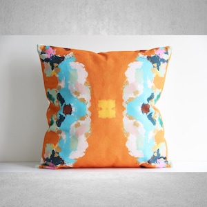Orange Blue Autumn  Abstract Throw Pillow Cover- Modern Decor Cushion Cover, Abstract Pillow case 18x18 20x20 24x24