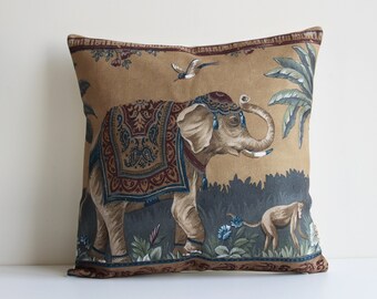 Ancient Pattern Elephant and Monkey Cushion Cover -animals