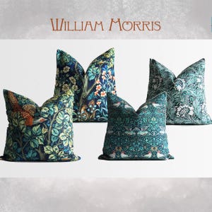 Classic William Morris Designer Throw Pillow Cover 18x18 20&quot; Green William Morris Art Print Pillow For Living Room Art Nouveau Green Decor