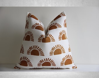 Ombre Mid Century Golden Sunshine Throw Pillow Cover - Funda de almohada solar Lino con algodón, 18x18 20x20 45x45cm Regalo de funda de cojín decorativo