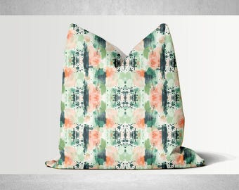 Green Coral Abstract Pillow Cover - Maximalist Modern Art Decor