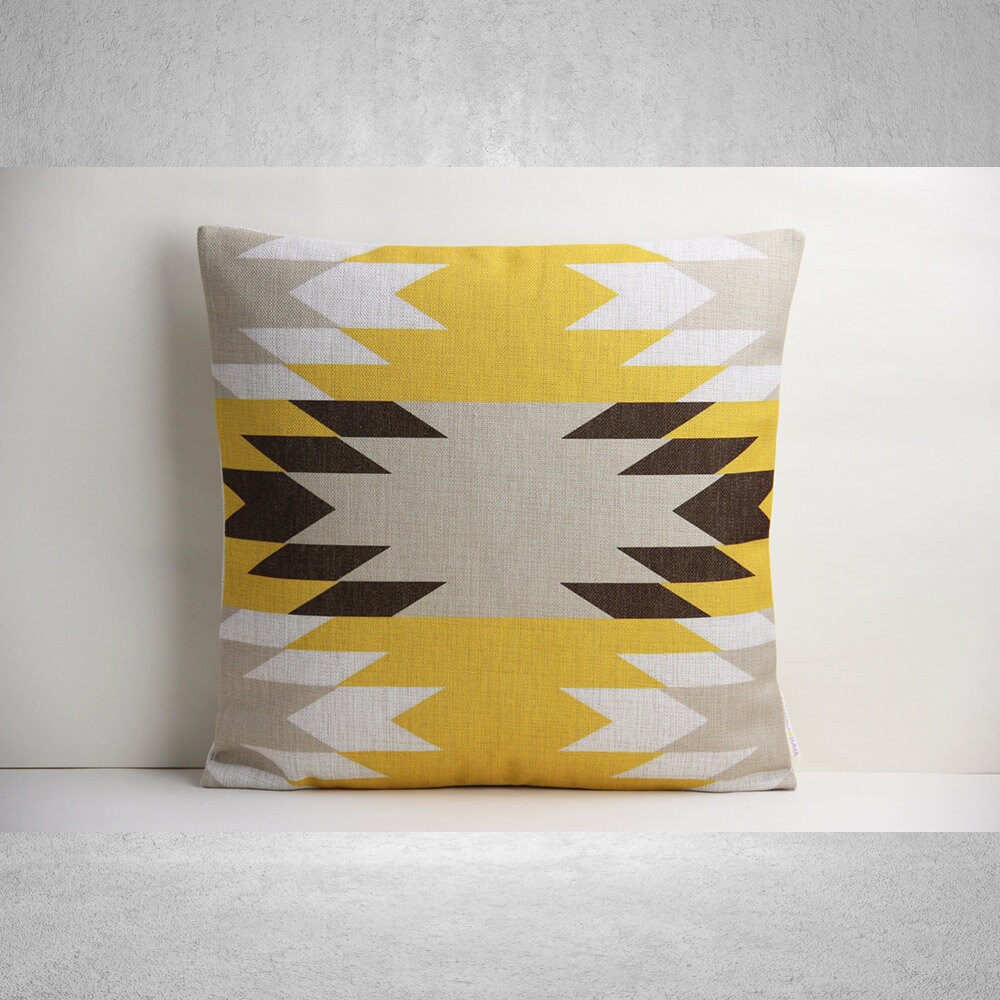 Yellow Modern Geometric Throw Pillow Covers Cotton Linen Etsy