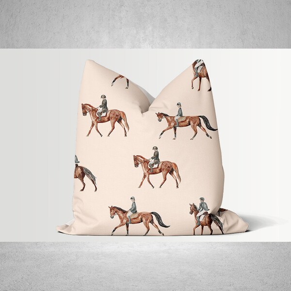 Horse Riding Farmhouse Equestrian Throw Pillow Cover - Equestrian Decor Cushion Cover,Horse Riding Equestrian 18x18 20x20 16x16 Pillow Cover