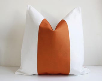 Orange Stripe Throw Pillow Cover – Modern Geo Accent Cushion Cover
