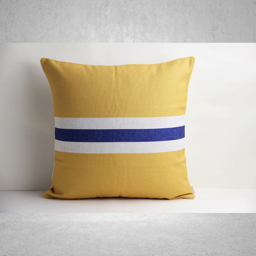 Yellow Modern Geometric Throw Pillow Covers Cotton Linen Etsy