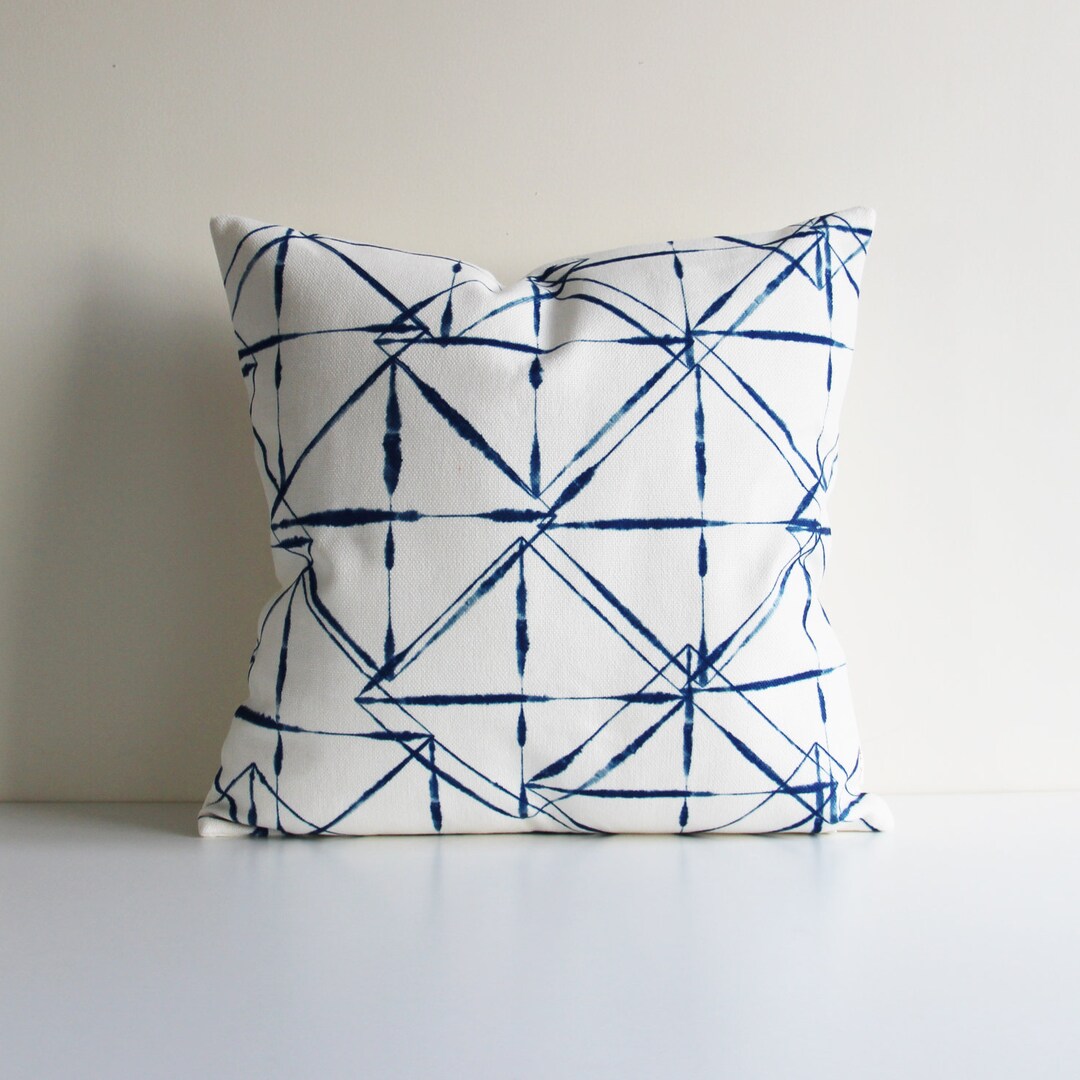 Navy Geo Pillow Cover 18x18 20x20 45x45cm - Navy Lines Pillow Case