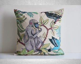Multicolor 18x18 SimpliPiBa Heart Monkey Animal Lovers Throw Pillow Multicolor 18x18 SimpliPiBa Heart Monkey Animal Lovers Throw Pillow