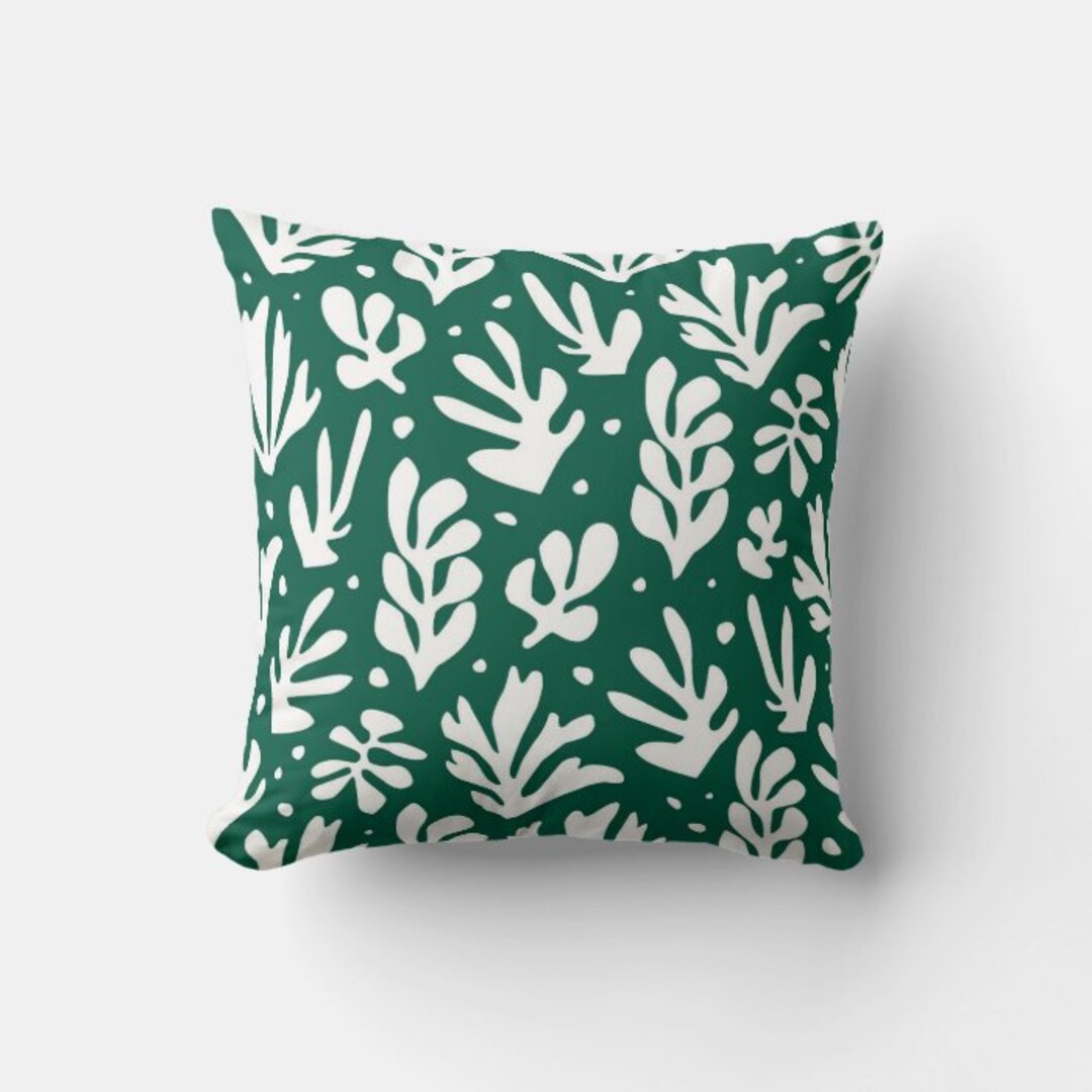Matisse Emerald Cut Outs Art Throw Pillow Cover, Matisse Floral Decor