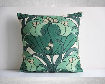 Ancient Green Floral Pattern Throw Pillow cover- Decorative Green Cushion Cover, Decor Pillow case 18x18 20x20 cushion cover, Gifts