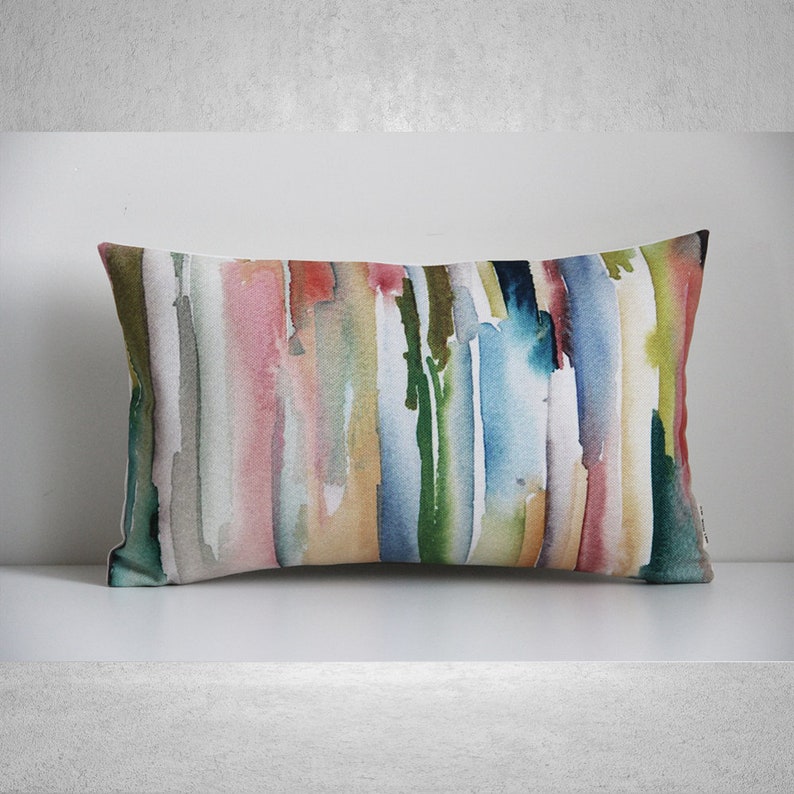Watercolor Abstract Decorative Pillow Cover Abstract Decor Etsy