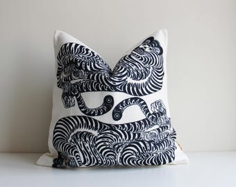 Black and White Tiger Art Throw Pillow Cover