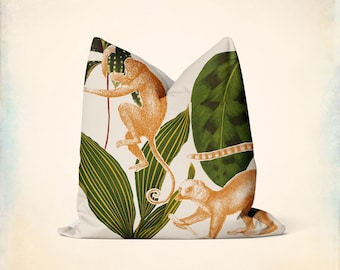 Capa de almofada com estampa de macacos na selva – Decoração tropical