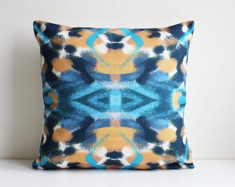 Blauworanje abstracte kunst sierkussenhoes - kleurrijke prints eclectisch decor