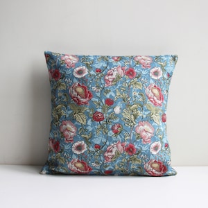 Pink Floral Ancient Art Nouveau Throw Pillow Cover in Beige Background, Botanical Pillow case 18x18 20x20 Cushion Cover Flower Pillow Cover