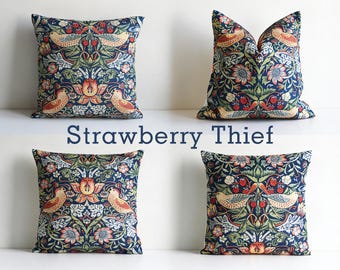 Strawberry Thief - William Morris Art Nouveau Classic Decorative Throw Pillow Cover