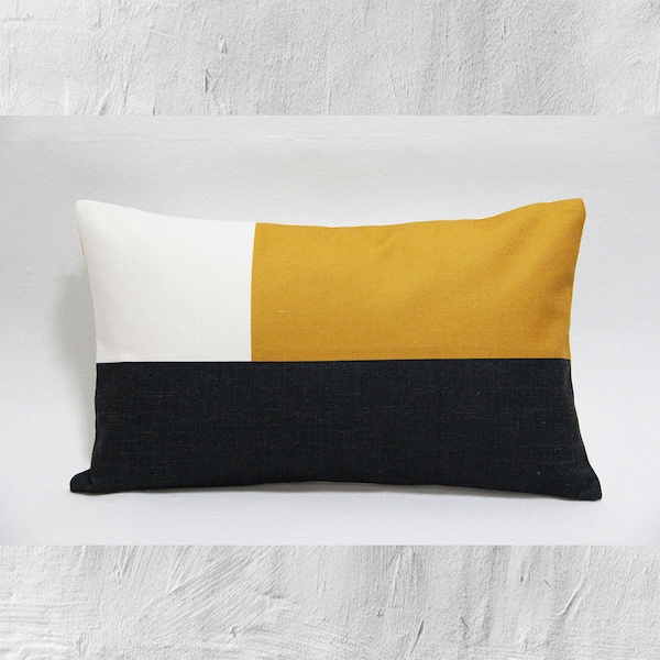 Black and White Lumbar Pillow Etsy
