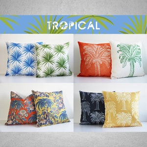 Copricuscino tropicale con palme per arredamento soggiorno Copricuscino quadrato da 18x18 20" Copricuscino decorativo, Eurosham o copricuscino lombare