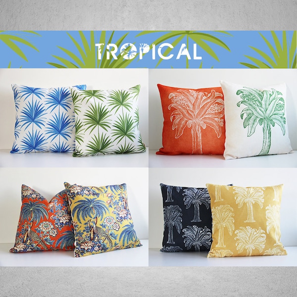 Palm Tropical Throw Pillow Cover For Living Room Decor Cushion Cover 18x18 20" Square Accent Pillow Cover, Eurosham or Lumbar Pillow Cover