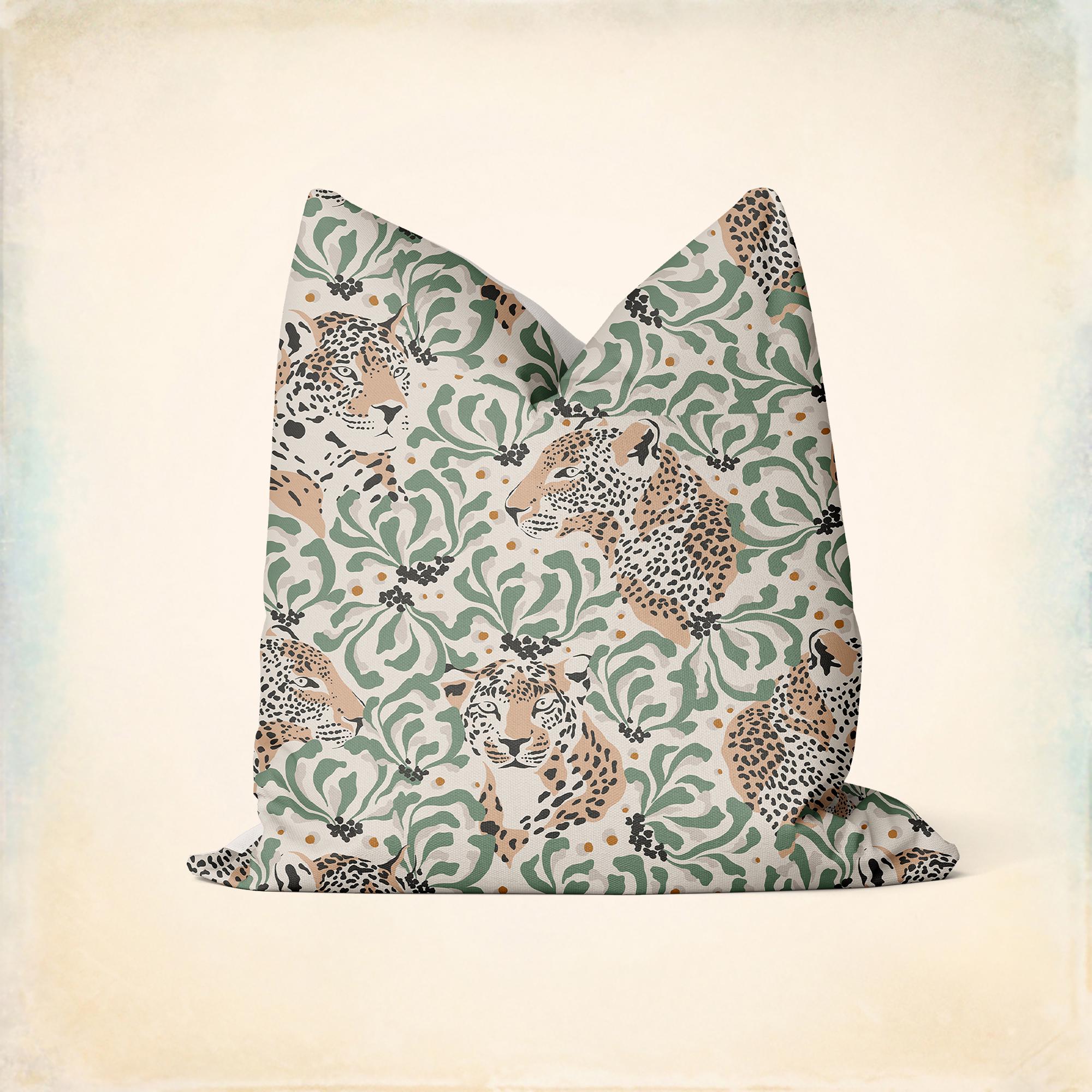 Federa per cuscino in lino con stampa leopardata fatta a mano: Safari Home Decor - Italia