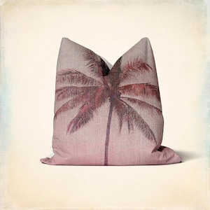 Rustic Pink / Green Big Palm Tree Pillow Cover - Retro Tropical Decor Pillow Case, 18x18 20x20 16x16 45x45cm Cushion Cover Chill Vibe Decor