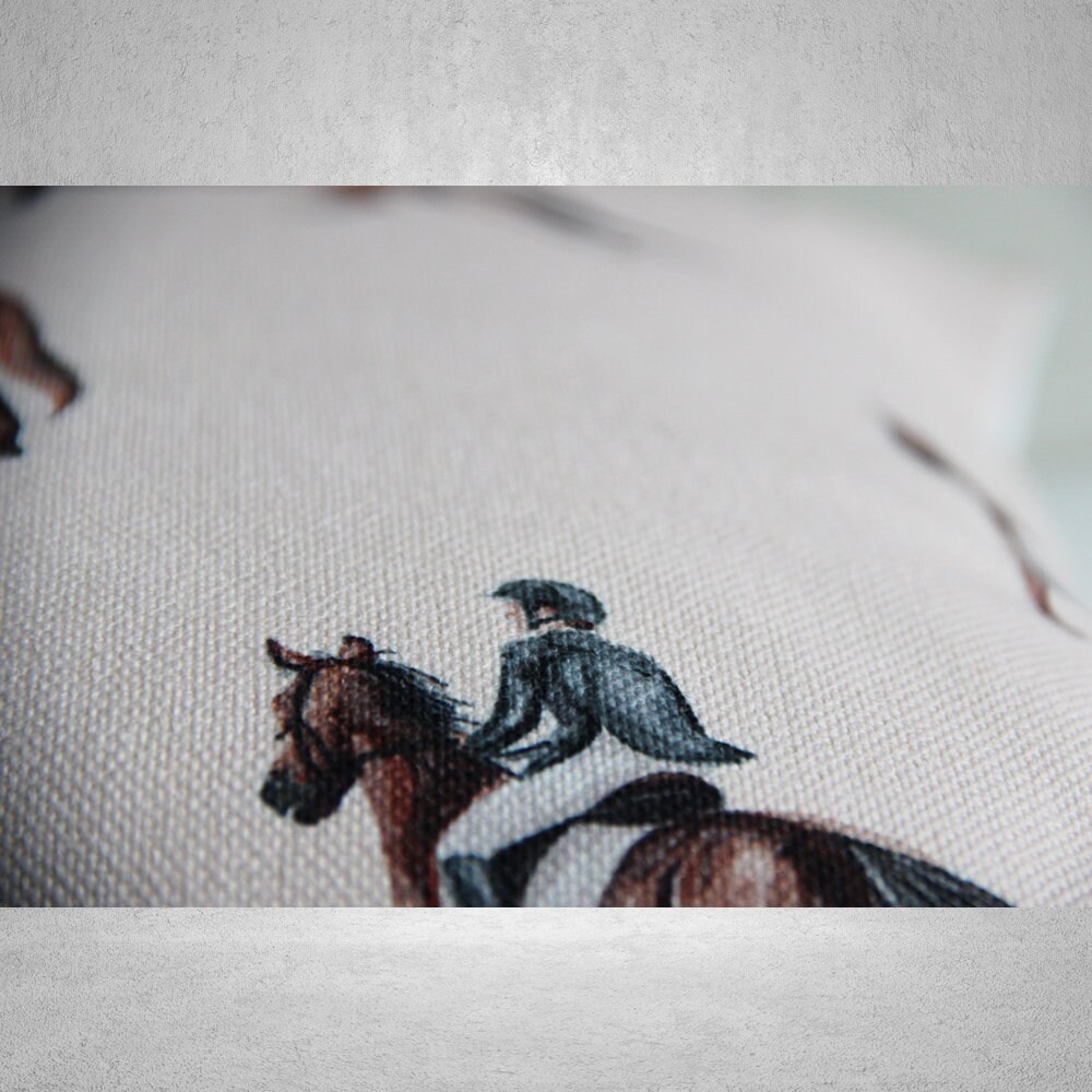 Housse De Coussin Carrée 45x45 Cm (18x18 In) – Thème équestre, Polyester, Zip