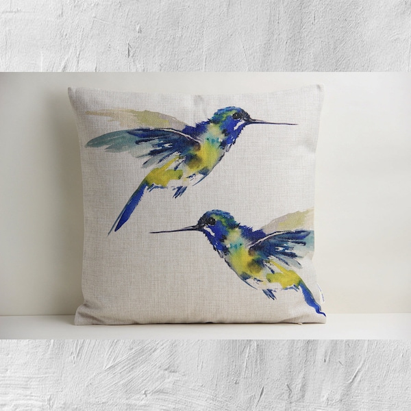 Huminbird Decorative Cushion Cover Love birds gift Holiday Pillow Cover Linen Cotton 18x18 inch /45x45cm Valentine's day gift for home decor