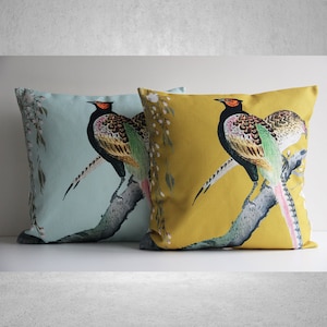 Golden Pheasant Birds Throw Pillow Cover - Ancient Decor Cushion Cover, Birds Pillow case 20&quot;x20&quot; inch / 50x50cm / 45x45/ 18x18, Chinoiserie
