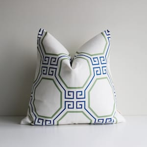Green / Blue / Orange Geometric Chinoiserie Throw Pillow Cover - Chinoise Exotique Scenic Cushion Cover, Old Fashion 18x18 20x20 Pillow Case