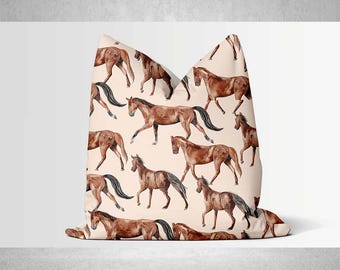 Funda de cojín con estampado de caballos – Decoración rústica