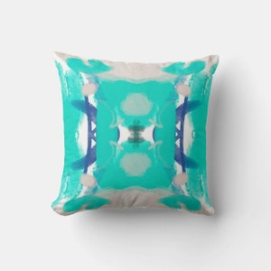 Maximalist Teal & Blue Abstract Throw Pillow Cover - Abstract Decor Cushion Cover, Modern Art Decor 18x18 20x20 45x45cm Pillow Case